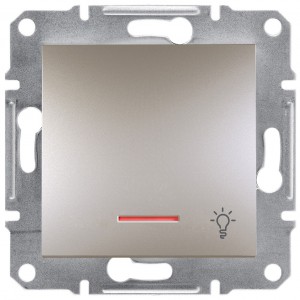 Выключатель кнопочный "Свет" с подсветкой ASFORA бронза EPH1800169